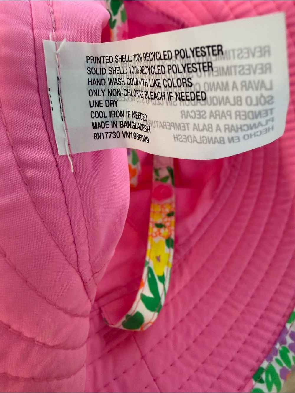 Cat And Jack Baby Girl Reversible Floral Sun Hat Pink 24 Months - Picture 6 of 7
